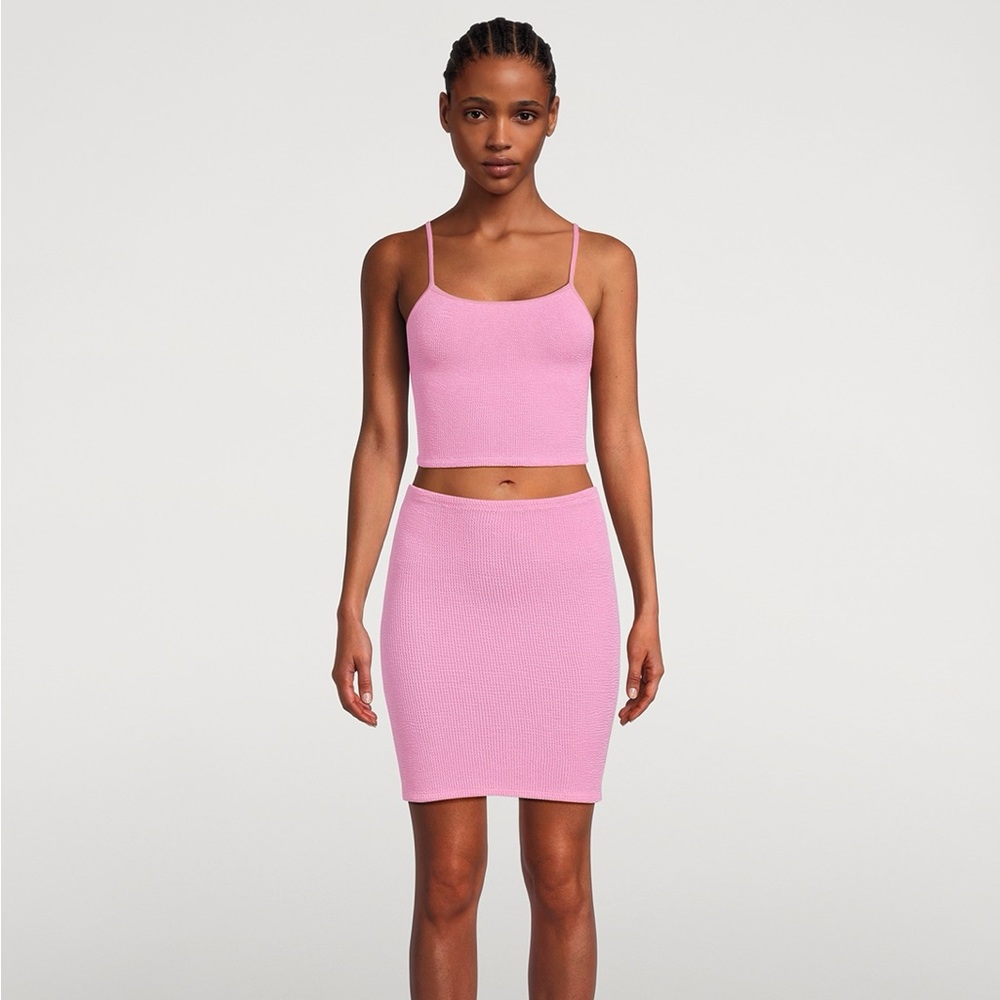 NWT Hunza G Hot Pink Shirred Mini Skirt O/S